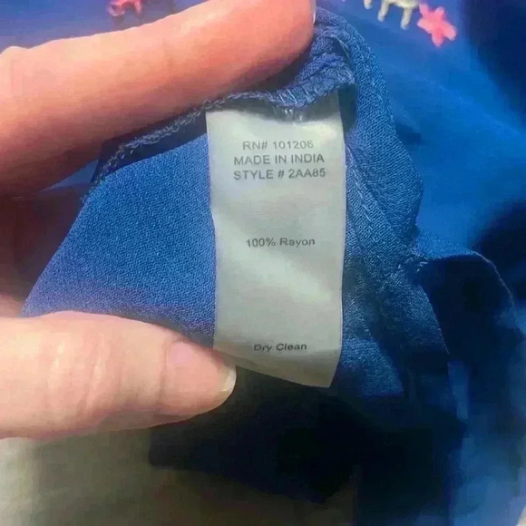 Soft Surroundings Sheer Blue Floral Embroidered Tunic Size S - Picture 5 of 7